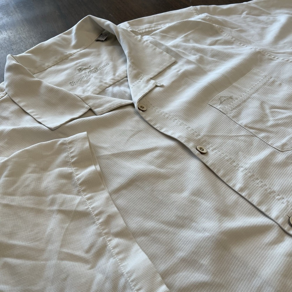 Tommy Bahama Mens XXL Silk Floral Camp Shirt Beige Short Sleeve Tropical